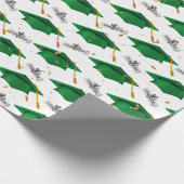 Green Graduation Caps with Diplomas Cadeaupapier (Hoek)