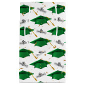 Green Graduation Caps with Diplomas Klein Cadeauzakje (Voorkant)