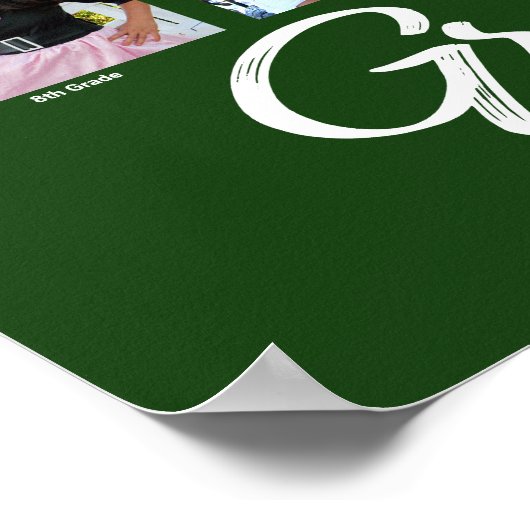 Green Graduation K–12 Photo Collage Script Modern Poster (Hoek)