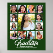 Green Graduation K–12 Photo Collage Script Modern Poster (Voorkant)