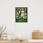 Green Graduation K–12 Photo Collage White Doodles Poster (Keuken)