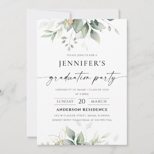 Green Graduation Party uitnodiging (Voorkant)
