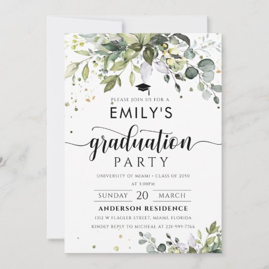 Green Graduation Party uitnodiging (Voorkant)