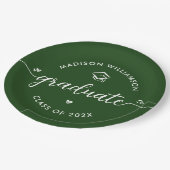 Green Graduation Script Hearts Cap Icon Modern Fun Papieren Bordje (Gekanteld)