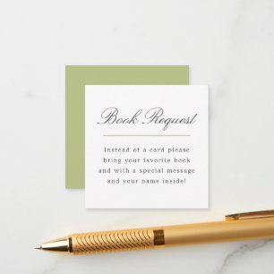 Green Grand Millennial Boek Aanvraag Baby shower Informatiekaartje