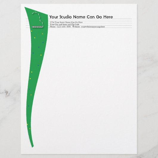 Green Grand Piano Letterhead Briefhoofd Ontwerp (Voorkant)