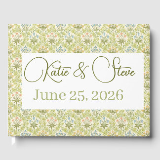 Green grandmillenial floral pattern classic gastenboek