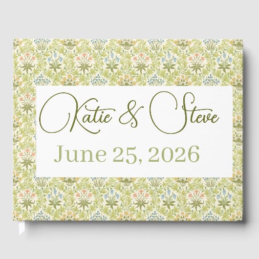 Green grandmillenial floral pattern classic gastenboek (Voorkant)