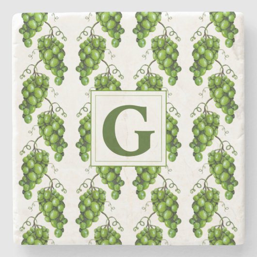 Green Grapes Stone Onderzetter (Voorkant)