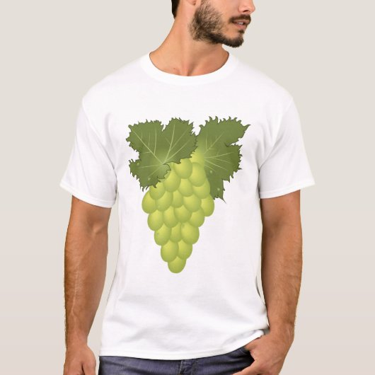 Green Grapes Vine Leaves Fresh Fruit T-shirt (Voorkant)