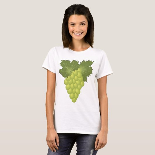 Green Grapes Vine Leaves Fresh Fruit T-shirt (Voorkant volledig)
