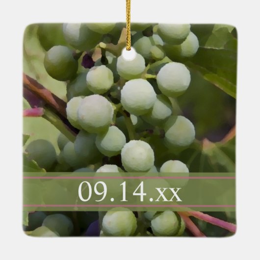 Green Grapes Vineyard Wedding Keramisch Ornament (Achterkant)