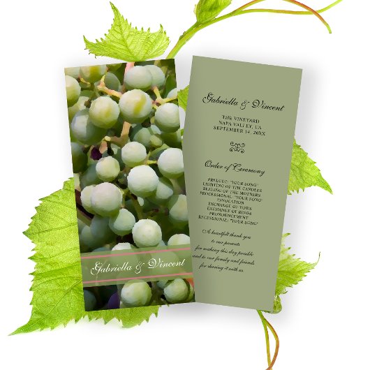Green Grapes Vineyard Wedding Programme Programmakaart