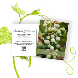 Green Grapes Vineyard Wedding Save the Date Aankondigingskaart