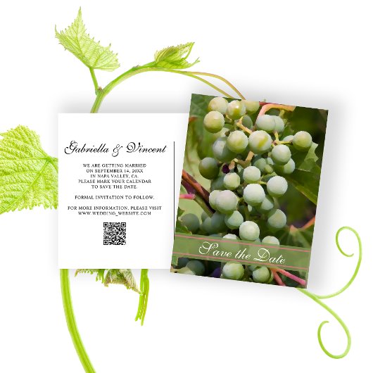 Green Grapes Vineyard Wedding Save the Date Aankondigingskaart