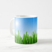 Green Grass And Sky Banner Koffiemok (Voorkant links)