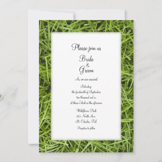 Green Grass Backyard Summer Wedding Kaart (Voorkant)