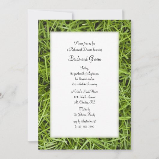 Green Grass Backyard Wedding Rehearsal Dinner Kaart (Voorkant)