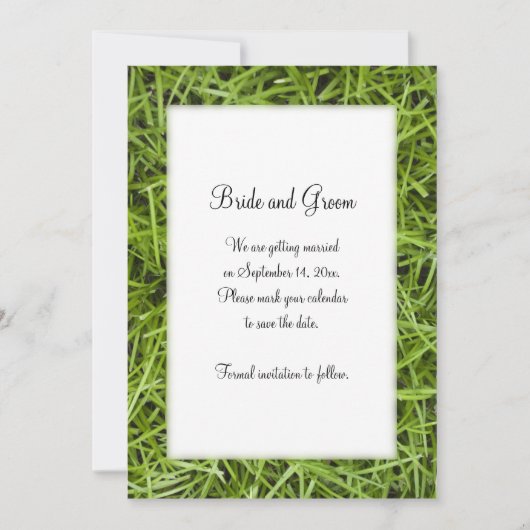 Green Grass Backyard Wedding Save the Date (Voorkant)