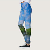 Green Grass Berkenbomen Natuur Sky Lake Landschap Leggings (Links)