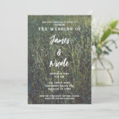 Green Grass Field Woodsy Forest Outdoor Wedding Kaart (Staand voorkant)