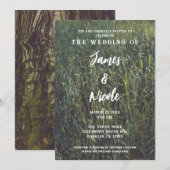 Green Grass Field Woodsy Forest Outdoor Wedding Kaart (Voorkant / Achterkant)