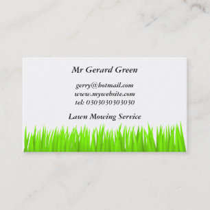 Green Grass, Lawn Mowing Service Visitekaartje
