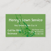 Green Grass Lawn Service Visitekaartje (Voorkant)