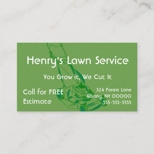 Green Grass Lawn Service Visitekaartje (Voorkant)