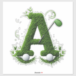Green Grass Letter A With Golf Clubs: Sport, Natur Sticker