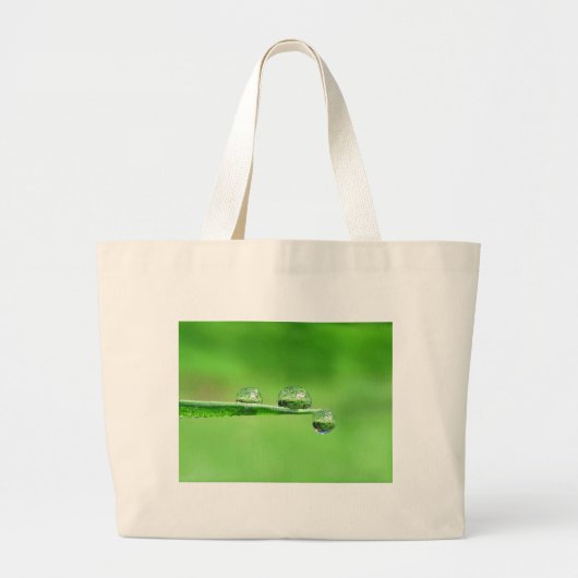 Green Grass met dauw Vreedzame Natuur Meditatie Grote Tote Bag (Voorkant)