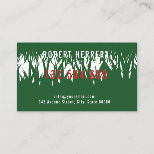 Green Grass Mowing Yarn Care Gardenin Visitekaartje (Achterkant)