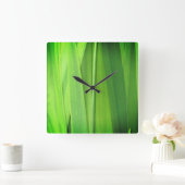 Green Grass Reeds Closeup Vierkante Klok (Huis)