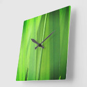 Green Grass Reeds Closeup Vierkante Klok (Hoek)