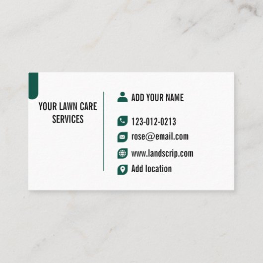 Green Grass Yard Lawn Care Mowing Landscaping Visitekaartje (Achterkant)