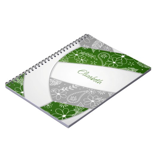 green gray girly boho sport volleyball journal notitieboek (Linkerzijde)