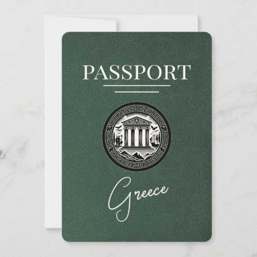 Green Greece Passport Save the Date Kaart (Voorkant)