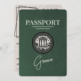Green Greece Passport Save the Date Kaart