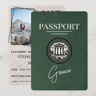 Green Greece Passport Save the Date Kaart