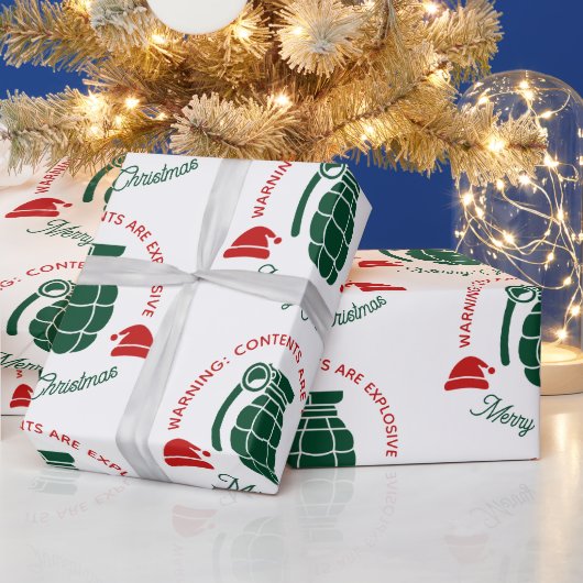 Green Grenade Christmas Wrapping Paper Cadeaupapier (Feestdagen)