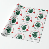 Green Grenade Christmas Wrapping Paper Cadeaupapier (Uitgerold)