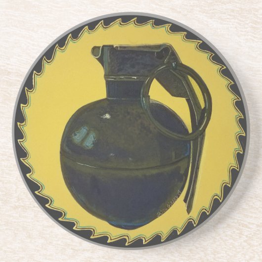 Green Grenade Zandsteen Onderzetter (Voorkant)