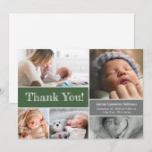 Green Grey Baby shower Foto Collage Dank u Bedankkaart (Voorkant / Achterkant)