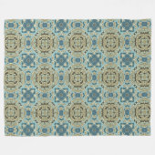 Green Grey Blauwgroen Blue Ochre Hip Bohemian Bali Fleece Deken (Voorkant (Horizontaal))