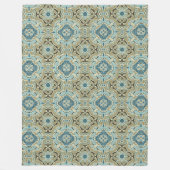 Green Grey Blauwgroen Blue Ochre Hip Bohemian Bali Fleece Deken (Voorkant)