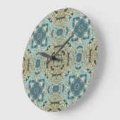 Green Grey Blauwgroen Blue Ochre Hip Bohemian Bali Grote Klok (Hoek)