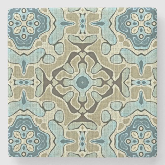 Green Grey Blauwgroen Blue Ochre Hip Bohemian Bali Stenen Onderzetter (Voorkant)