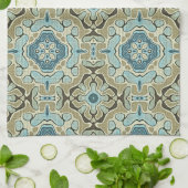Green Grey Blauwgroen Blue Ochre Hip Bohemian Bali Theedoek (Gevouwen)