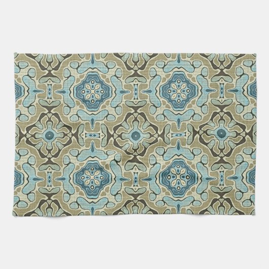 Green Grey Blauwgroen Blue Ochre Hip Bohemian Bali Theedoek (Horizontaal)