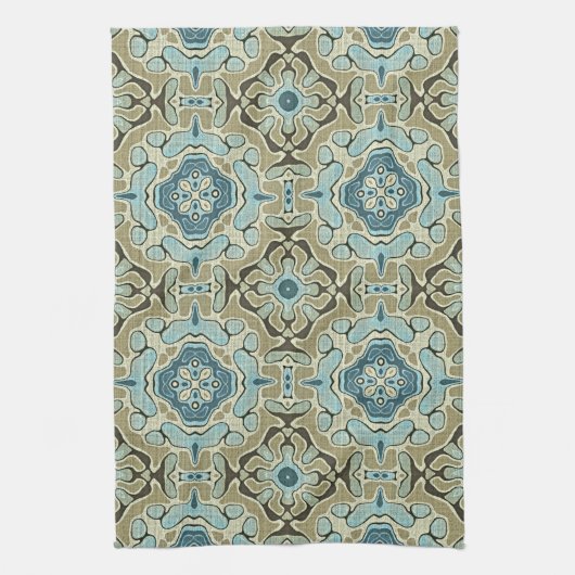 Green Grey Blauwgroen Blue Ochre Hip Bohemian Bali Theedoek (Verticaal)